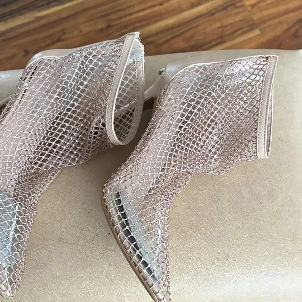 Charles David Mesh Heels - Pink and Silver